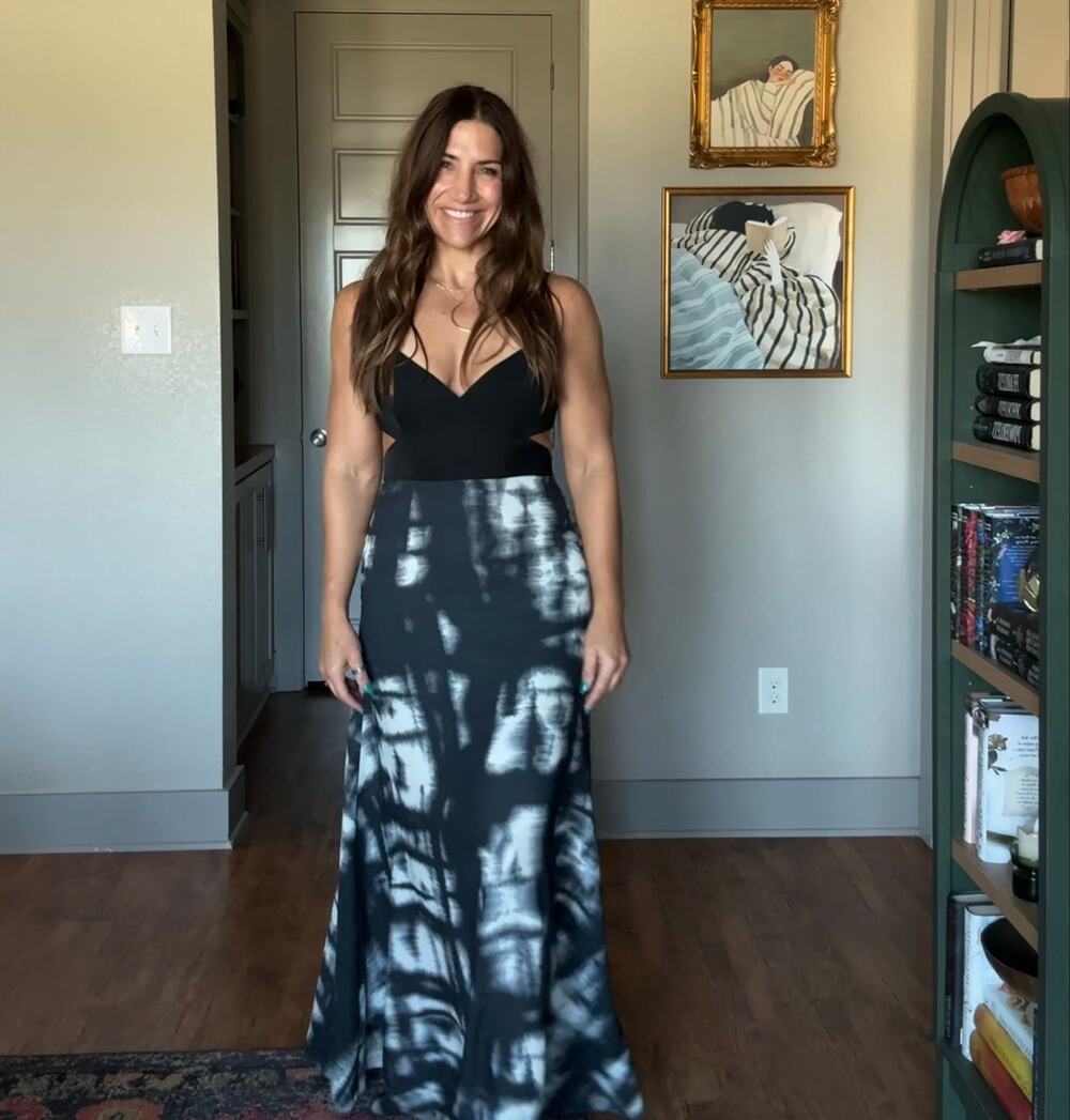 BCBGMAXAZRIA Runway Black Cutout Abstract Maxi Dress 06